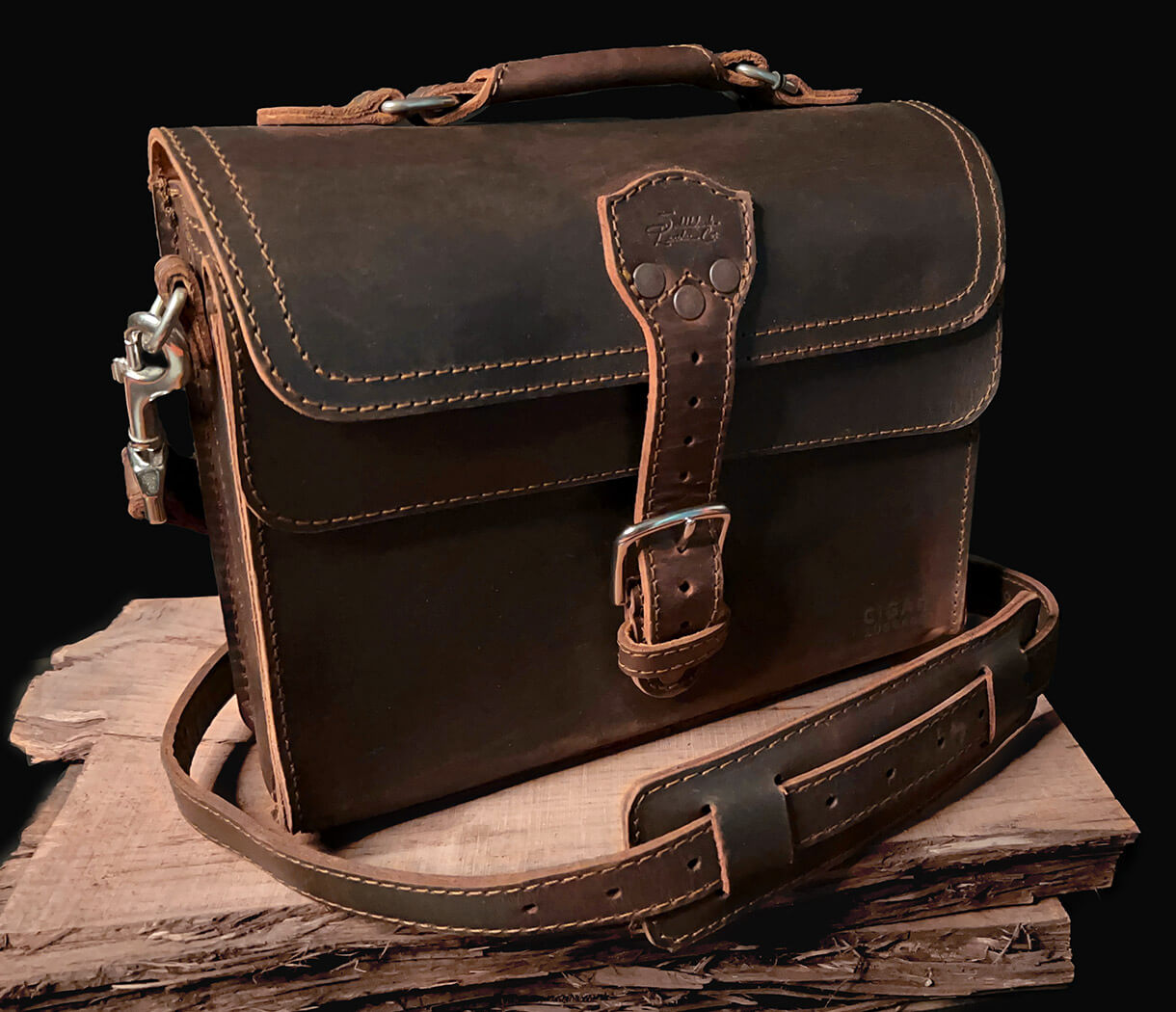 Cigar Luggage Front Pocket Leather Satchel "CL-4"