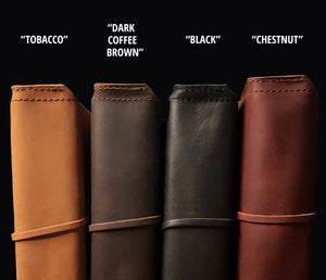 Cigar Luggage colors are: Tobacco, Dark Coffee Brown, Black, and Chestnut