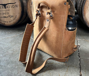 Cigar Luggage 16" Drawstring Tumbled Leather Backpack "CL-9"